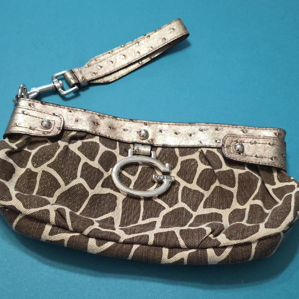 Guess Brown and Gold Clutch with Elegant Design